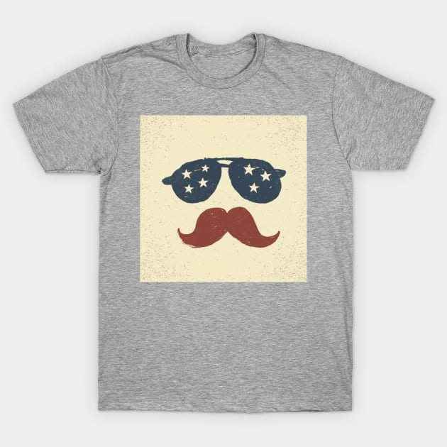 Sunglasses with stars and moustache T-Shirt by AMK Stores